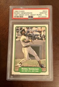 1982 Fleer #643 Rickey Henderson PSA 10 GEM MINT A’s HOF 