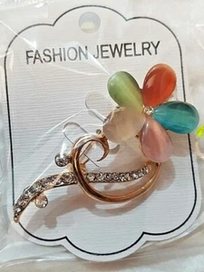 Bellissima Spilla Fiorie multicolore Zirconi San Valentino 6cm - Fashion Jewelry - Imagen 1 de 2