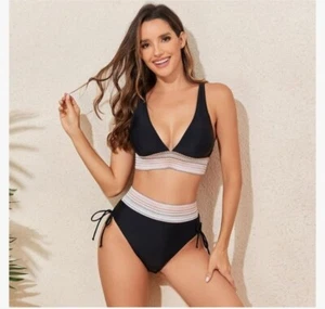 Blooming Jelly Womens Two Piece Bikini Set Tummy Control High Waisted Size Med - Picture 1 of 13