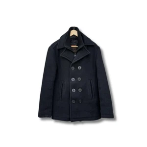 Vintage Men's Schott NYC Black Wool Peacoat With Removable Placket Jacket Size M - Picture 1 of 7