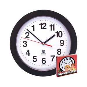 Backwards Clock 10" Reverse Counter Clockwise Time Funny Joke Prank Novelty Gift