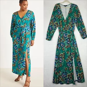 Eloquii Maxikleid bedruckt Wickel Größe 22 Tropical Resort Urlaub Stretch - Bild 1 von 10