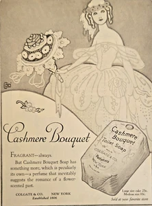 1922 Kaschmir Blumenstrauß Toilettenseife Antik Druck Werbung Sonnenschirm Dame Romantik duftend - Bild 1 von 1