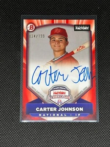 2025 Bowman Baseball Factory /199 Auto Carter Johnson All-America Under Armour - Picture 1 of 2