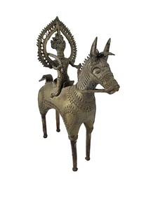 Antik Dhorka Dokra Bastar Pferd Reiter Stamm Indianer Krieger Skulptur Messing - Bild 1 von 13