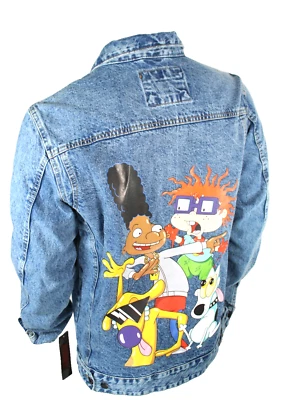 Nueva chaqueta de mezclilla de algodón lavado a piedra talla grande NICKELODEON Trucker para hombre precio de venta sugerido por el fabricante 79 USD Foto 1 de 4