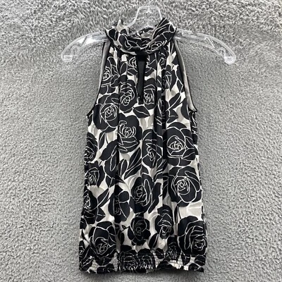 Camisa para mujer White House Black Market talla XXS negra floral halter top Foto 1 de 4