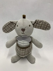 Small Hanging 6” Gray Grey Plaid Baby Plush Bunny Rabbit Carrot Pocket - Picture 1 of 12