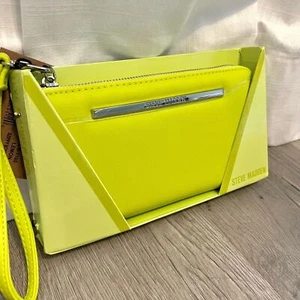 Steve Madden BZIPPY Box Zip Wallet Wristlet - Lemon Yellow/Green - Picture 1 of 5