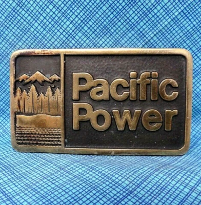 Fivela de cinto promocional Pacific Power vintage anos 80 Anacortes latão funciona .CPA218 - Imagem 1 de 4