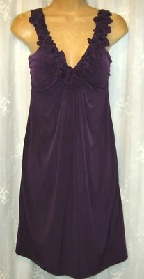 NUEVO TALLA 4 ENFOCUS STUDIO VINO PROFUNDO NOCHE VOLANTES CUELLO EN V BUSTO LIGERAMENTE ACOLCHADO Foto 1 de 3