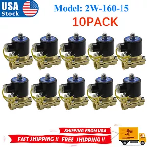 10PACK 1/2" PT AC 110V Electric Solenoid Valve Brass Water Air Gas 2W-160-15 - Picture 1 of 10