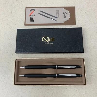 NOVA Caneta Quill Vintage e Lápis Mecânico Acabamento Preto Cetim e Cromado #55P/PL - Imagem 1 de 4