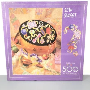 New SEW SWEET Sealed FX SCHMID Jigsaw Puzzle NEEDLEPOINT Quilt 500 Pieces - Picture 1 of 3
