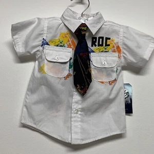 Rocawear | Size 18M |White Shirt/Paint Splatter Tie "New Roc City" Kid Shirt NWT - Picture 1 of 6