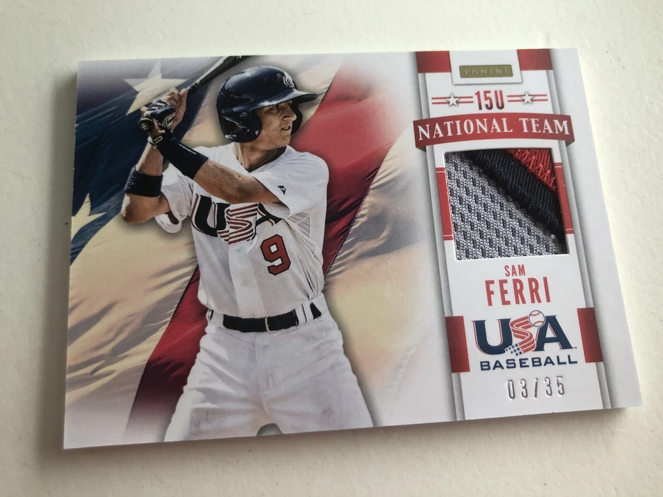 2013 Panini USA Baseball Game Used 3 Color Logo Jersey Sam Ferri /35 - Image 1 of 1