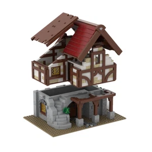MOC-155425 Medieval House Modular Building with Interior and Roof 1325 Pieces - Picture 1 of 3