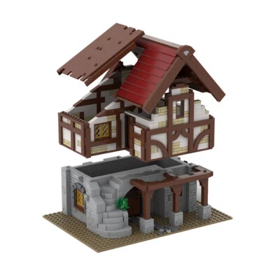 MOC-155425 Medieval House Modular Building with Interior and Roof 1325 Pieces - Image 1 of 3