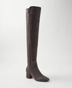 NWT~ANN TAYLOR~Steel GREY Faux SUEDE Over The Knee BLOCK Heel BOOTS~7~NEW IN BOX - Picture 1 of 2