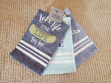 Design Imports LAKE LIFE CABIN DISHTOWEL Set of 3 Kitchen Towel Embellished NWT