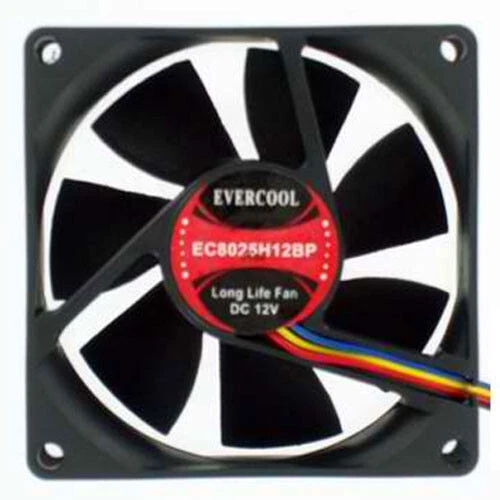 Evercool 80mm x 25mm EC8025H12BP Computer Case Ball Bearing Fan 4-Pin PWM - Image 1 of 1