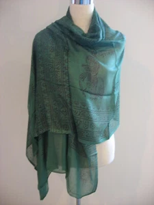 Estampado Algodón Shree Krishna Tocando Flauta Mantra Oración Mantón Bufanda India - Imagen 1 de 12