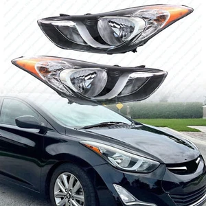 For 2011 2013 Hyundai Elantra Chrome Halogen Headlights Assembly Left Right Pair - Picture 1 of 8