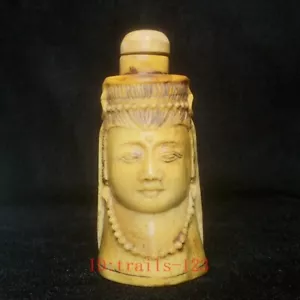 Collection China Hand Carved Avalokitesvara KWAN-YIN Statue Snuff Bottles 3 inch - Picture 1 of 7