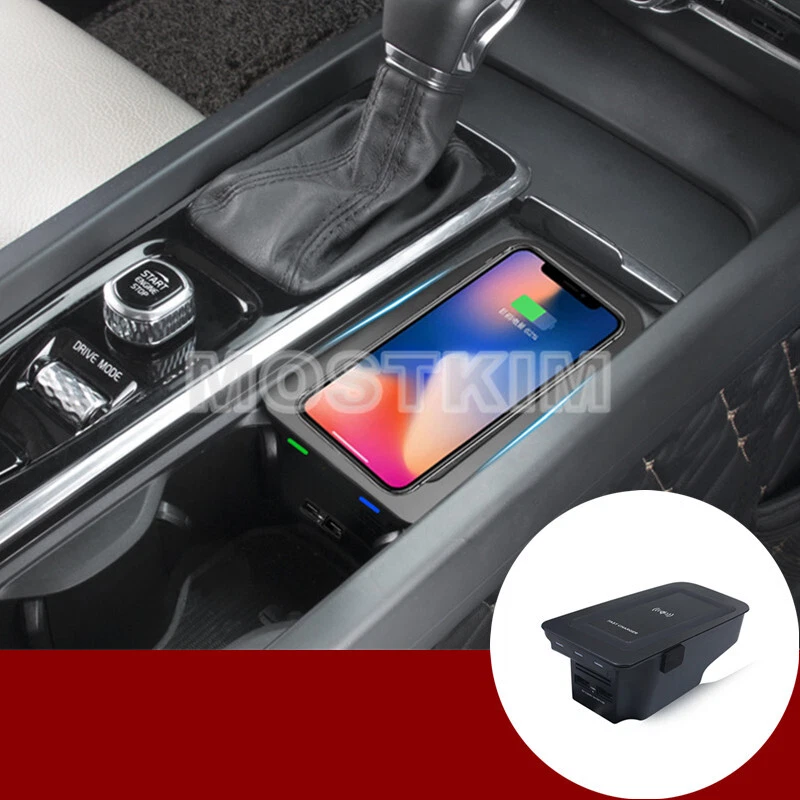 Consola central de carga de teléfono con cargador de coche inalámbrico para Volvo S60 V60 2018-2021 Foto 1 de 4