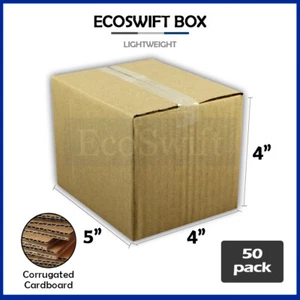 50 5x4x4 EcoSwift Cardboard Packing Moving Shipping Boxes Corrugated Box Cartons - Picture 1 of 6