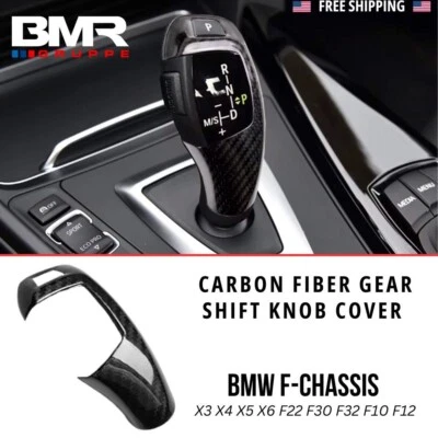 Real Carbon Fiber Gear Knob Cover for BMW F-Chassis 3 4 5 6 7 X3 X5 X4 X6 Series - Image 1 of 4
