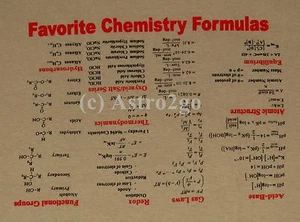 FAVORITE CHEMISTRY FORMULAS-Upside Down Cheat Math Equation Teacher Tshirt S-2XL - Picture 1 of 5