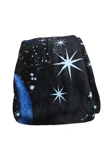 Victoria's Secret Blanket Sherpa Black Throw Blanket Galaxy Moon Stars 50x 60” - Picture 1 of 2