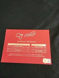 Tarjeta de estadísticas firmada por Joe Montana San Francisco 49ers Beckett 5x7 - Imagen 1 de 1