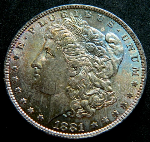 🌈BU.1881-o $1 Morgan Silver Dollar🌈 naturally toned Cover