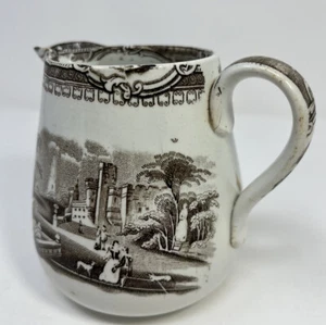Antique Brown Transfer ware Creamer Unmarked - Picture 1 of 8