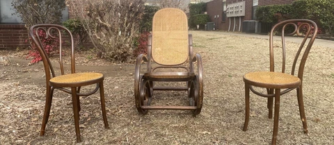 MCM Thonet “Sweetheart” Bistro Chair and Brentwood Rocker Set *Need Repairs* Cover