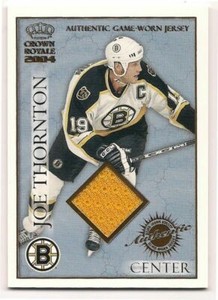 Joe Thornton 03-04 Pacific Crown Royale Authentic Game Worn Jersey /630