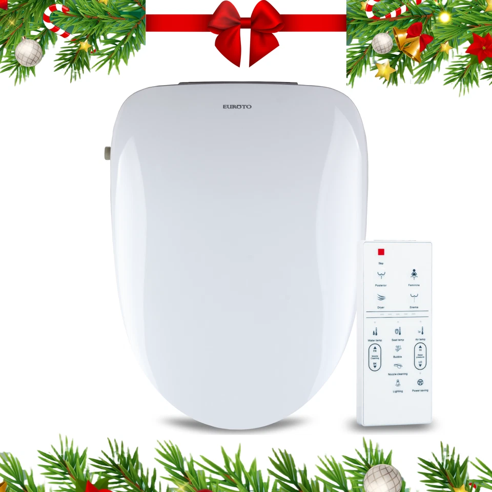 Asiento de inodoro inteligente bidé eléctrico alargado auto desodorización luz nocturna térmica Foto 1 de 4