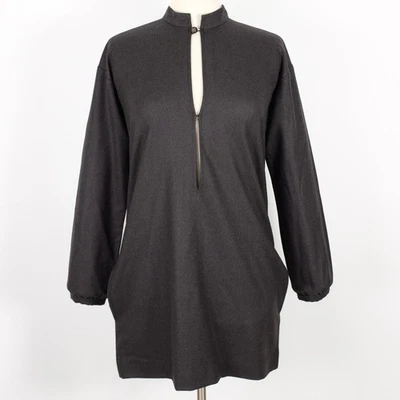 YSL Yves Saint Laurent Rive Gauche mini dress tunic 40 US 8 gray long sleeves - Image 1 of 4