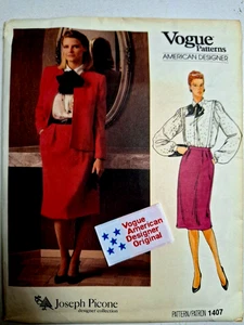 Vogue 1407 Jacket Skirt Blouse & Label Sewing Pattern Ladies 16 UC Joseph Picone - Picture 1 of 9