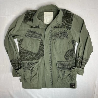 Jaqueta militar masculina grande verde denim e suprimentos Ralph Lauren - Imagem 1 de 4