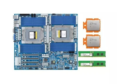 Gigabyte MZ73-LM0（rev. 2.0) Motherboard With 2x AMD EPYC 9374F CPU 32GB DDR5 RAM - Image 1 of 4