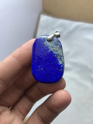Pingente de colar de prata esterlina 925 natural lápis-lazúli pedra tumbeled - Imagem 1 de 4