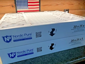 Juego de 2 filtros de aire de repuesto plisados Nordic Pure 20x25x5 MERV 12 - Imagen 1 de 4