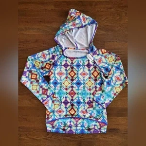NEW KIDPIK Girls 7/8 Dri-fit Pattern Hoodie Long-sleeved Tee - Picture 1 of 7
