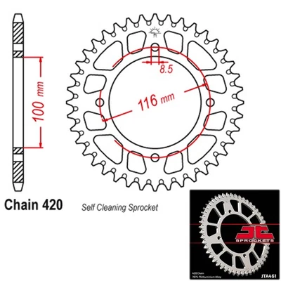 Piñones traseros de aluminio JT 420 paso 48 dientes Suzuki RM100 (2003) Foto 1 de 2