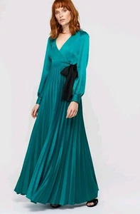 Monsoon Dahila Pleated Teal Maxi, Special Occasions, Long Sleeve, Size Uk 10 .. - Picture 1 of 15