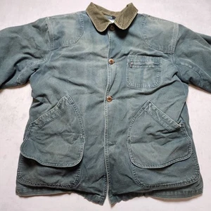 Vintage LL Bean Chore Jacket Mens X-Large Flannel Lined Barn Coat Green Canvas - Picture 1 of 20