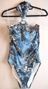 NEU Lauren Ralph Lauren Ring Einteiler Badeanzug Größe 14 blau & weiß - Bild 1 von 10